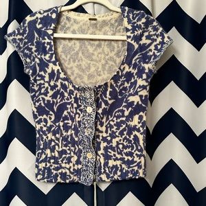 Free People Short Sleeve Rabbit Hair Wool Cardigan Small